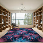 Neon Pink and Blue Radiant Starburst Rug