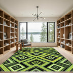 Green Yellow Diamond Geometric Relief Rug
