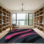 Bold Pink Abstract Charcoal Brushstroke Rug