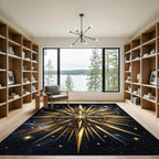 Golden Celestial Starburst Astral Medallion Rug