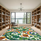 Whimsical Rainbow Shamrock Gold Coin Arrangement Rug