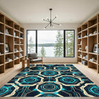 Neon Cybernetic Geometric Hexagon Grid Rug
