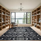 Grayscale Geometric tribal band Rug