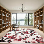 Crimson Cherry Blossom Branch Repeat Rug