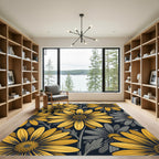 Golden Daisy Art Deco Floral Rug
