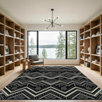 Monochrome Geometric Tribal Diamond Chevron Rug