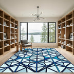 Geometric Crystal Blue Triangle Infusion Rug