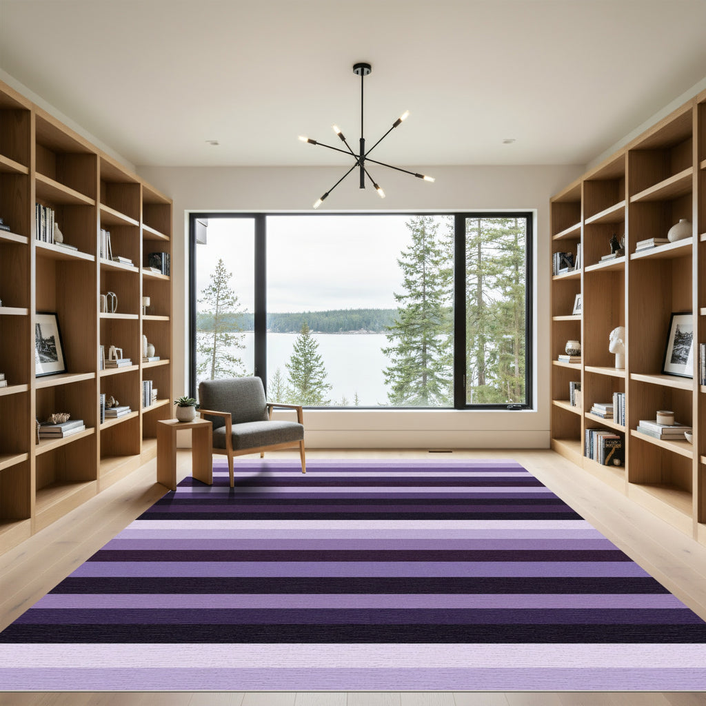 Modern Purple Ombre Linear Stripe Rug