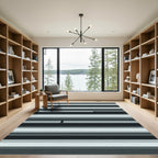 Grayscale Horizontal Stripe Minimalist Rug