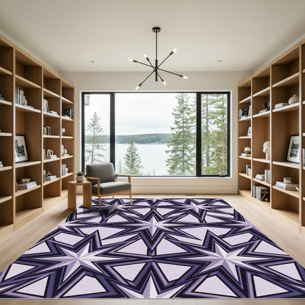 Geometric Star Lattice Lavender Rug