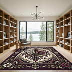 Rich Plum Victorian Floral Garland Rug