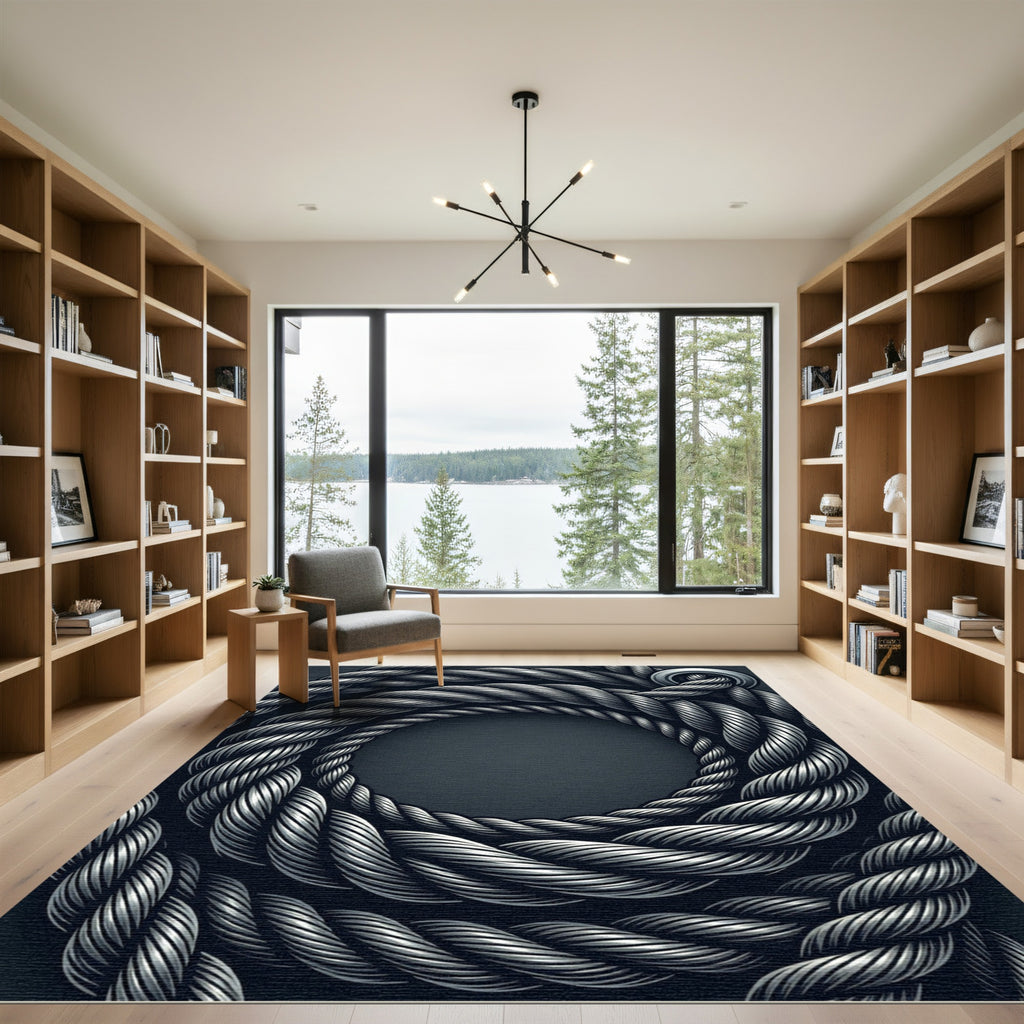 Silver Braided Rope Circle Rug