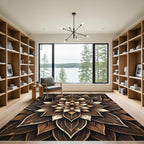 Elegant Sepia Floral Mandala Rug