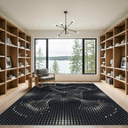 Monochrome Abstract Splatter Swirl Rug