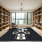 Minimalist Monochrome Geometric Hopscotch Square Rug