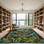 Enchanted Forest Deer Pine Woodland Rug