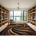 Modern Bronze Abstract Swirl Rug