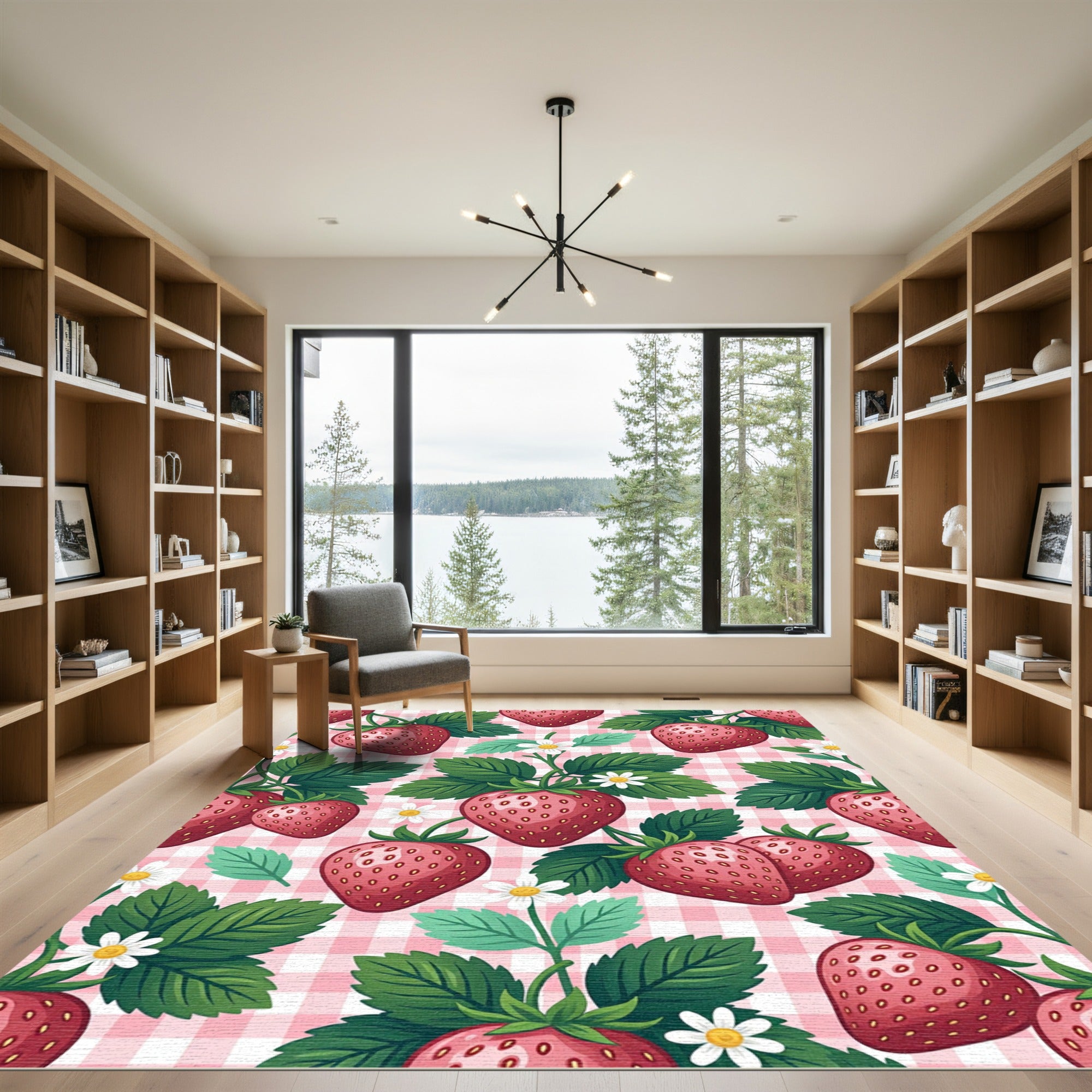 Strawberry Garden Gingham Fruit Rug