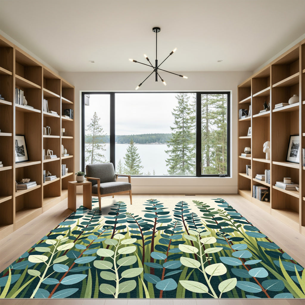 Eucalyptus Branches Green Vertical Garden Rug