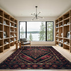 Dark Crimson Gold Ornate Medallion Rug
