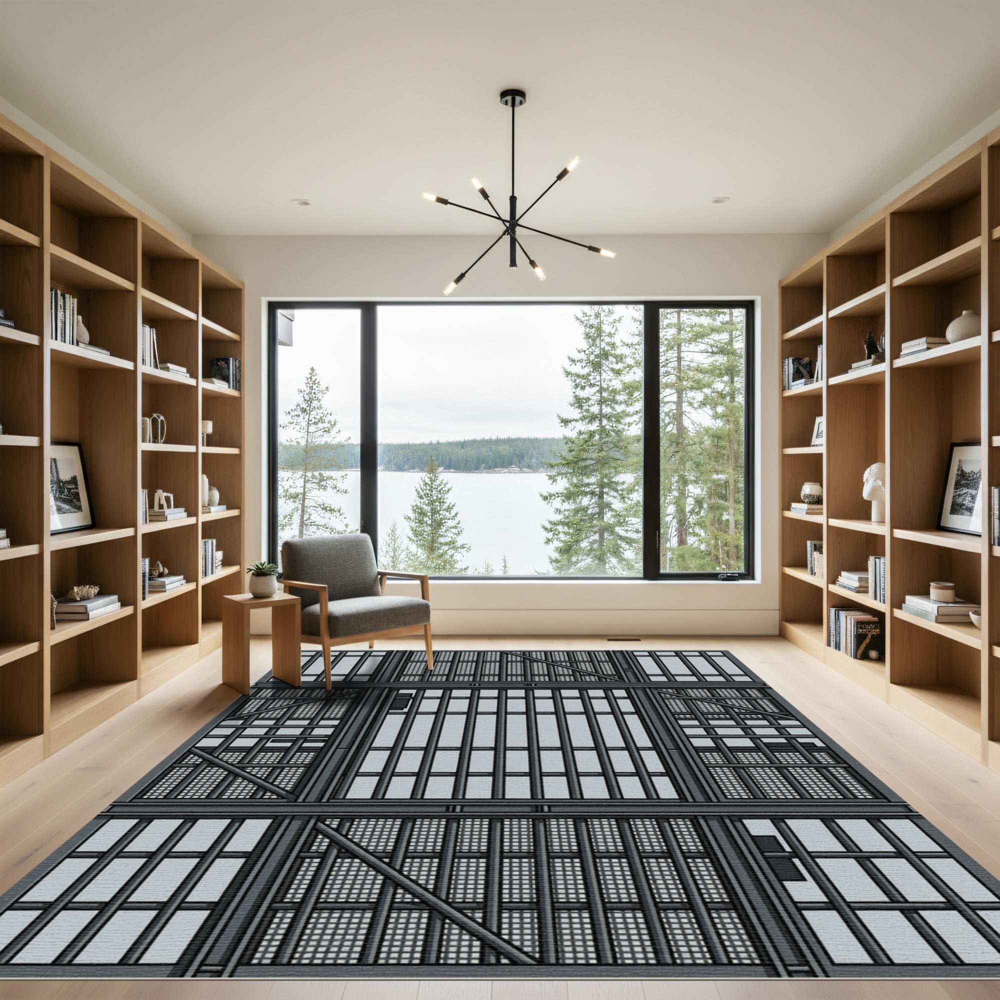 Industrial Steel Grate Geometric Rug