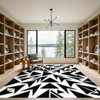 Black Geometric Arrow Composition Rug