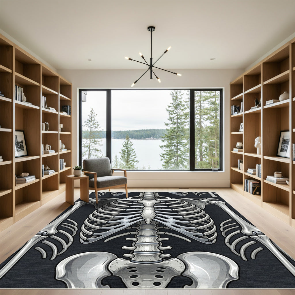 Gothic Anatomical Skeleton Ribcage Art Rug