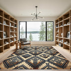 Rustic Graphite Geometric Tribal Diamond Rug