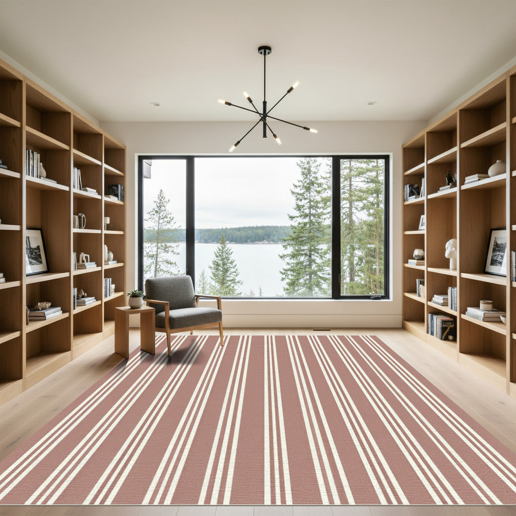 Terracotta White Stripe Classic Rug