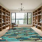 Textured Teal Green Brick Wall Rug