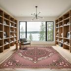 Romantic Pink Floral Vintage Medallion Rug