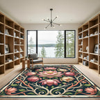 Elegant Pink Lotus Garden Floral Tapestry Rug