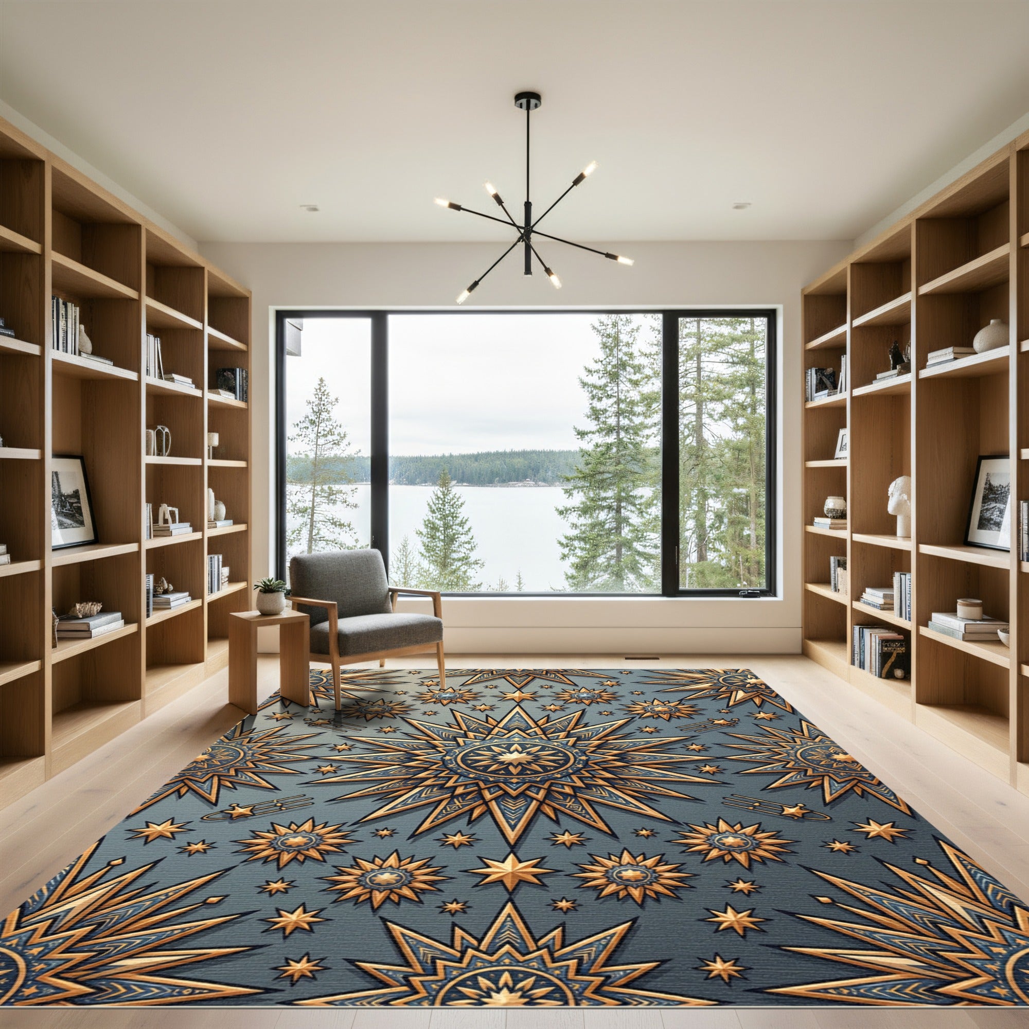 Celestial Gold Starburst Medallion Rug