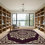 Intricate Cream Botanical Swirls Rug