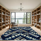 Dark Indigo Stairway Geometric Composition Rug