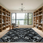 Monochromatic Floral Fish Lattice Rug