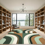 Mid-Century Geometric Arch Sage Earthtone Rug