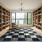 Monochromatic Sky Cloud Checkered Abstract Art Rug