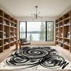 Monochrome Abstract Ink Swirl Rug