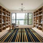 Elegant Gold Black Stripe Rug