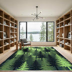 Emerald Green Forest Evergreen Trees Rug