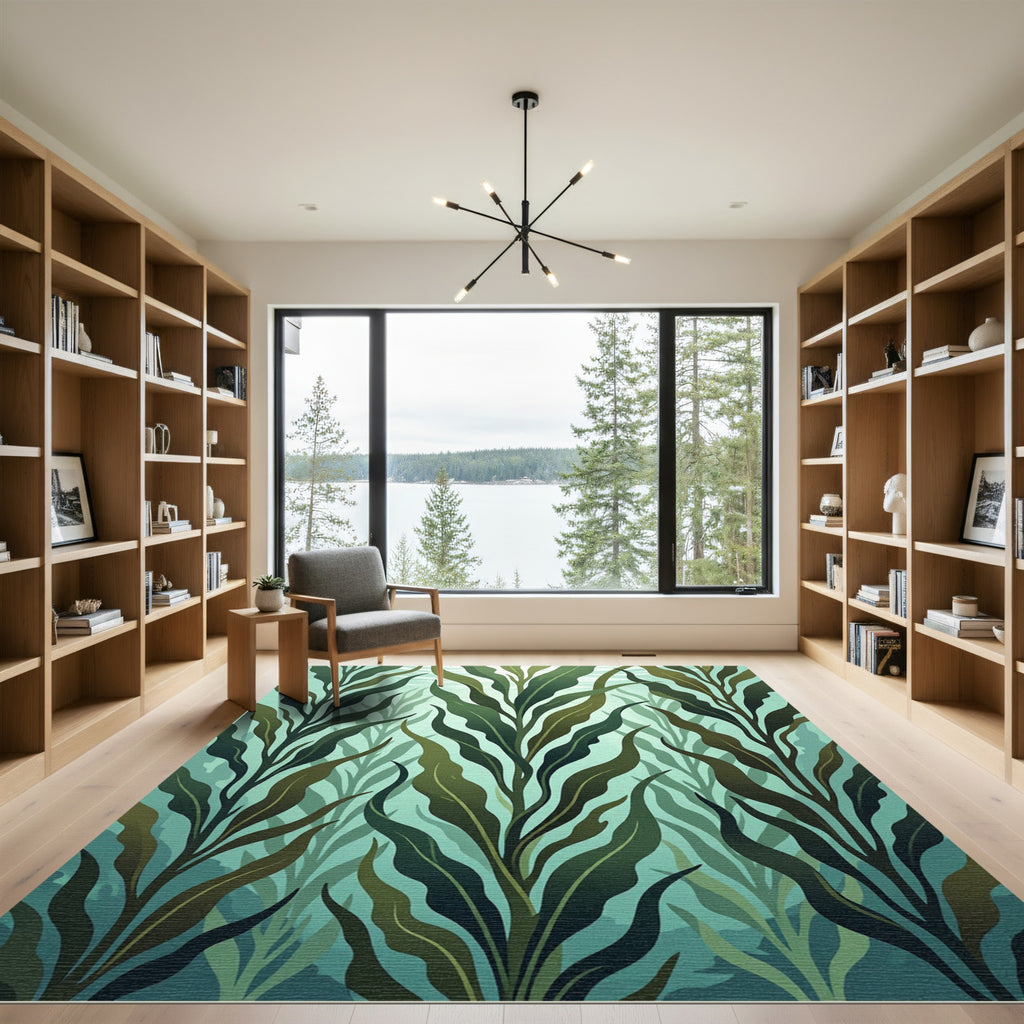 Lush Green Kelp Forest Underwater Rug