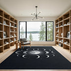 Ethereal Celestial Moon Phase Monochrome Rug
