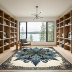 Vintage Blue Botanical Acanthus Medallion Rug