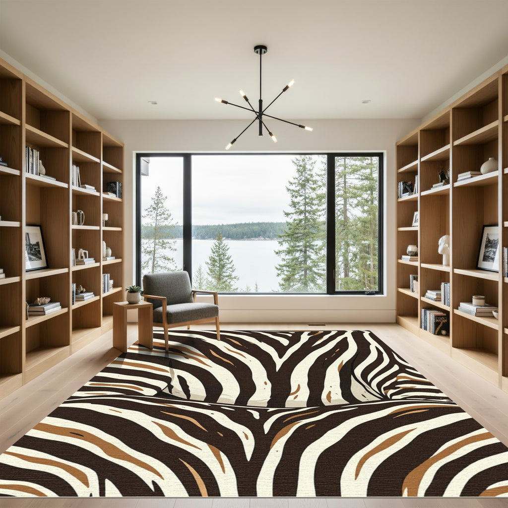 Abstract Zebra Stripe Earth Tone Area Rug