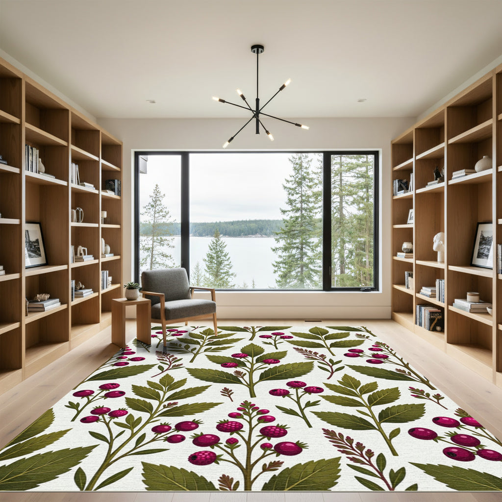 Botanical Berry Branch Forest Green Rug