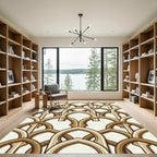 Warm Brown Geometric Interlocking Arches Rug