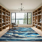 Dramatic Blue Cloud and Seascape Rug