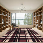 Deep Burgundy Cream Plaid Harmony Rug