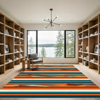 Retro Desert Landscape Striped Horizon Rug